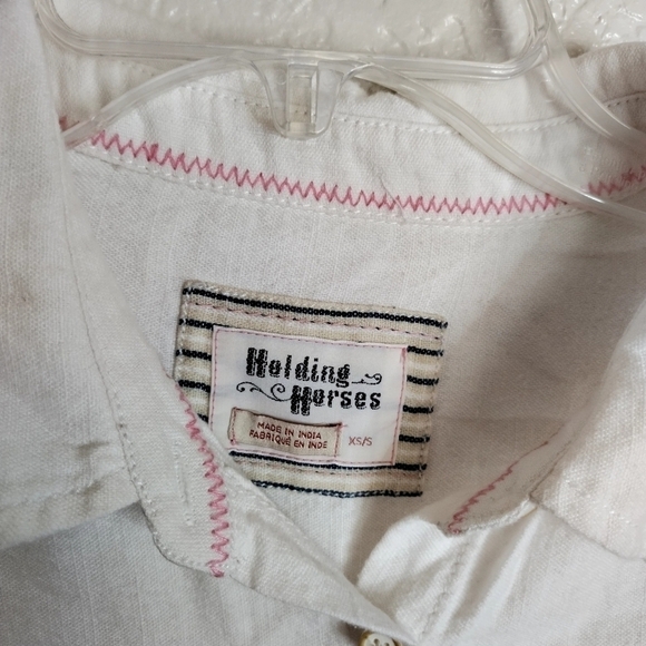 Holding Horses Anthro Monroe Striped Button Down Oversized Top Blouse Size XS/S - Picture 6 of 8